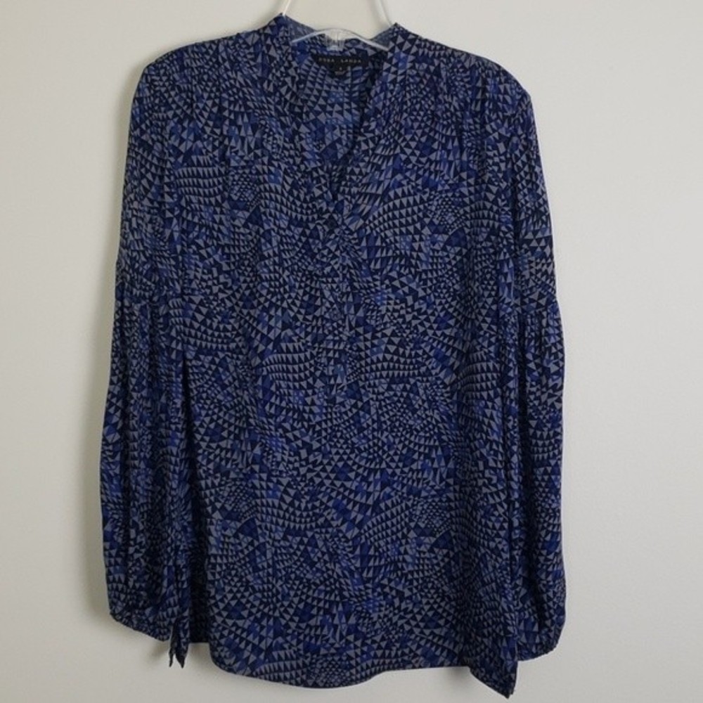 Dora Landa blue silk pullover blouse S Business Casual Office Career